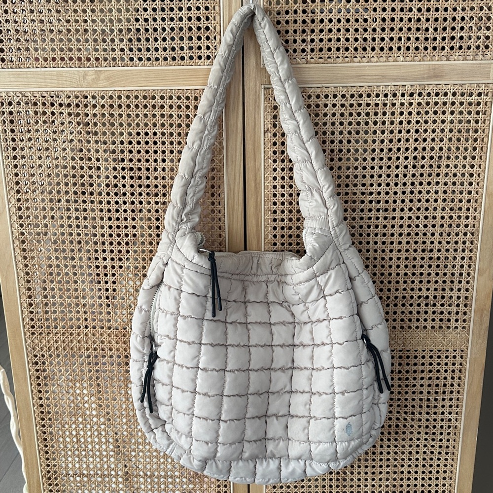 Free People Quilted Carryall Bag Off White